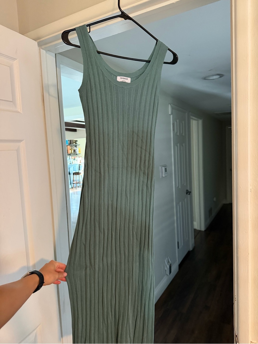 Workshop Republic Clothing Ribbed Maxi Dress in Sage Green